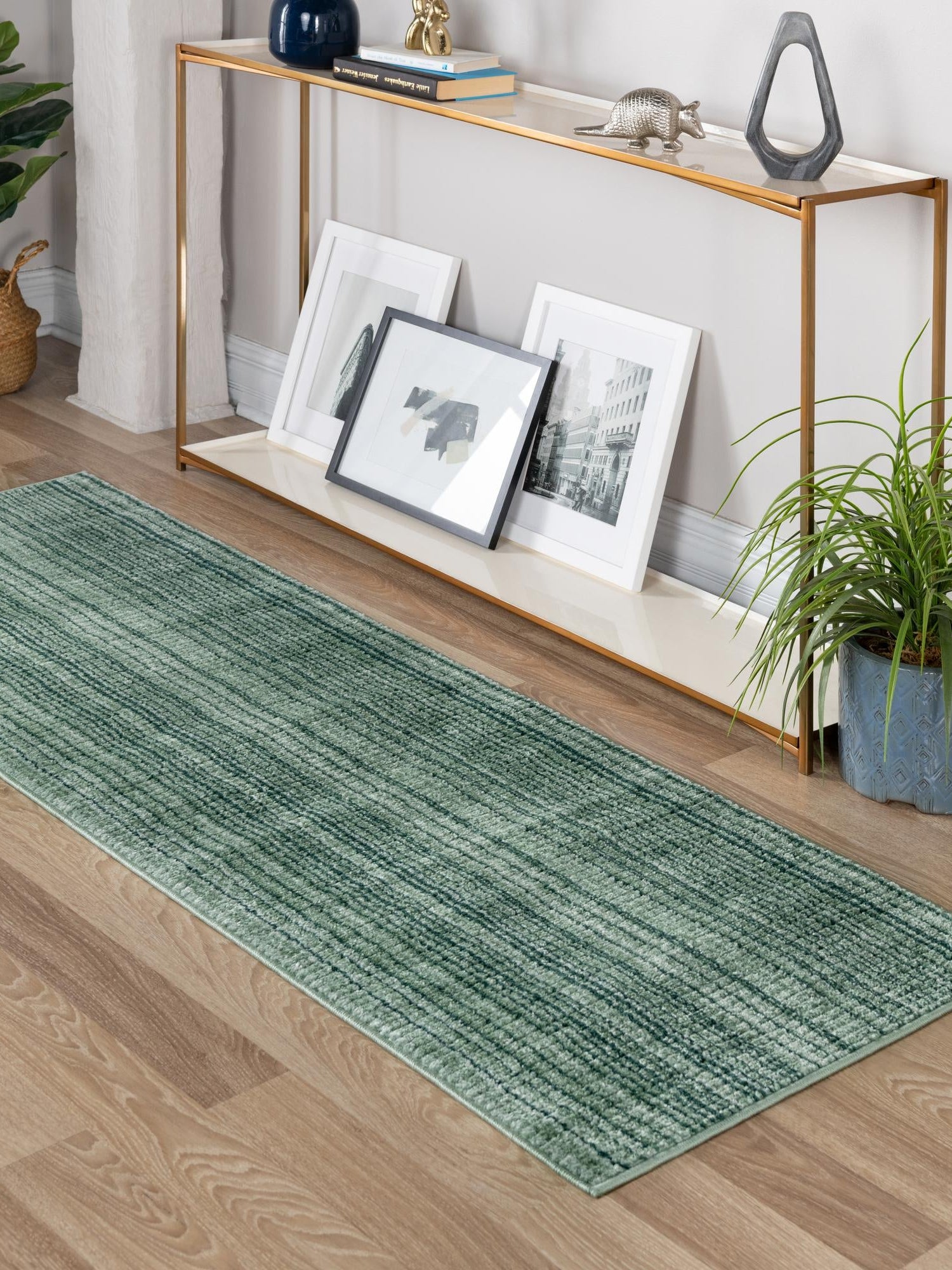 Green 2' 2 x 8' Gemstone Runner Area Rug Polypropylene Contemporary Carpet Easy Clean Stain Resistant for Home Design Decorating for Sale at Rug Engine