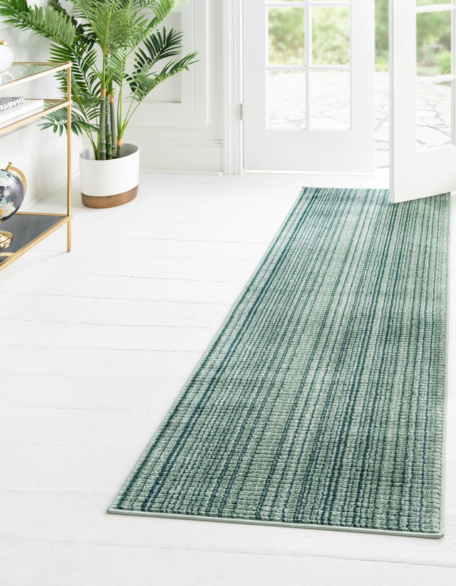 Green 2' 7 x 12' Gemstone Runner Area Rug Polypropylene Contemporary Carpet Easy Clean Stain Resistant for Home Design Decorating for Sale at Rug Engine