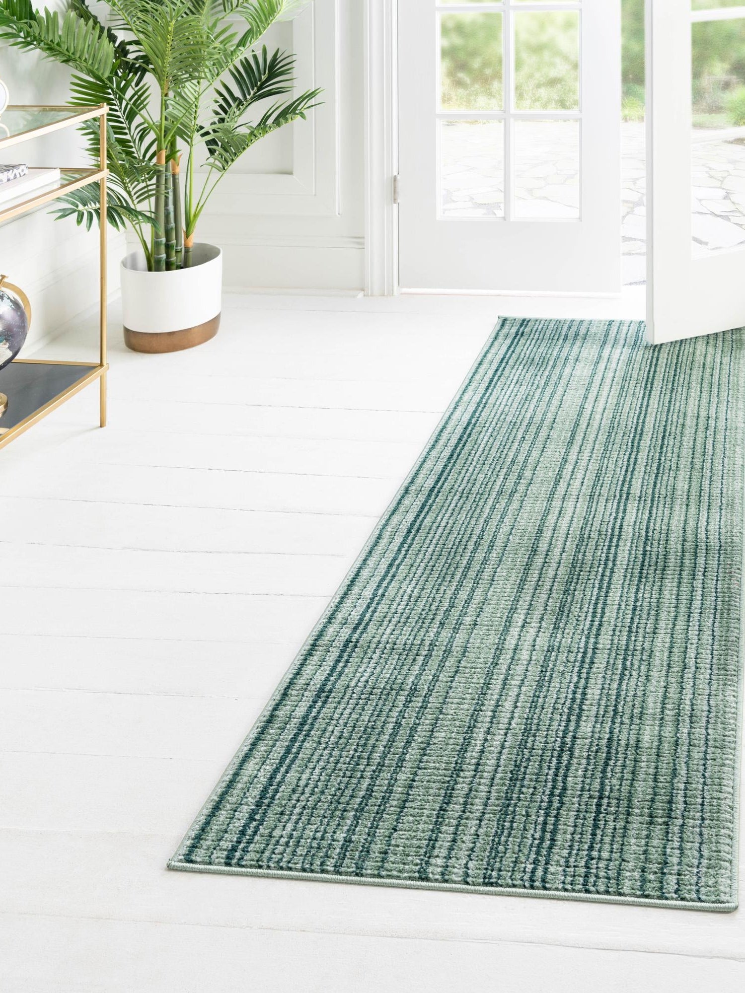 Green 2' 2 x 5' 11 Gemstone Runner Area Rug Polypropylene Contemporary Carpet Easy Clean Stain Resistant for Home Design Decorating for Sale at Rug Engine