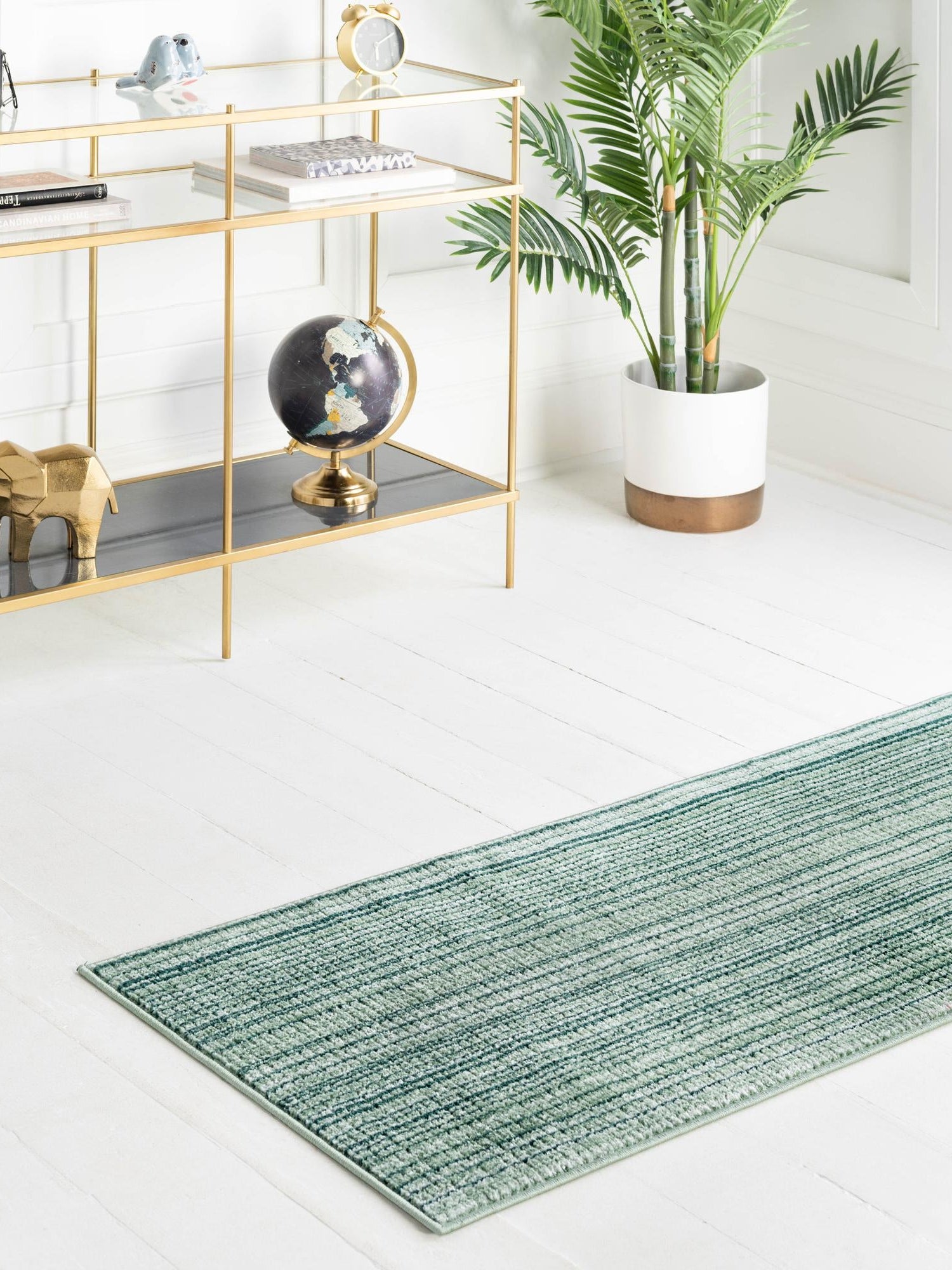 Green 2' 2 x 5' 1 Gemstone Runner Area Rug Polypropylene Contemporary Carpet Easy Clean Stain Resistant for Home Design Decorating for Sale at Rug Engine