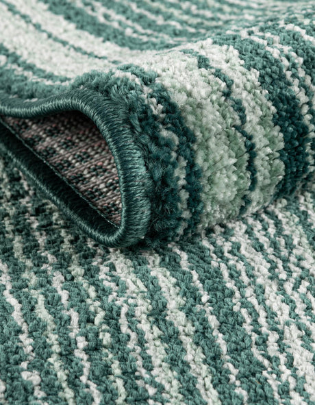 Green 2' 7 x 12' Gemstone Runner Area Rug Polypropylene Contemporary Carpet Easy Clean Stain Resistant for Home Design Decorating for Sale at Rug Engine