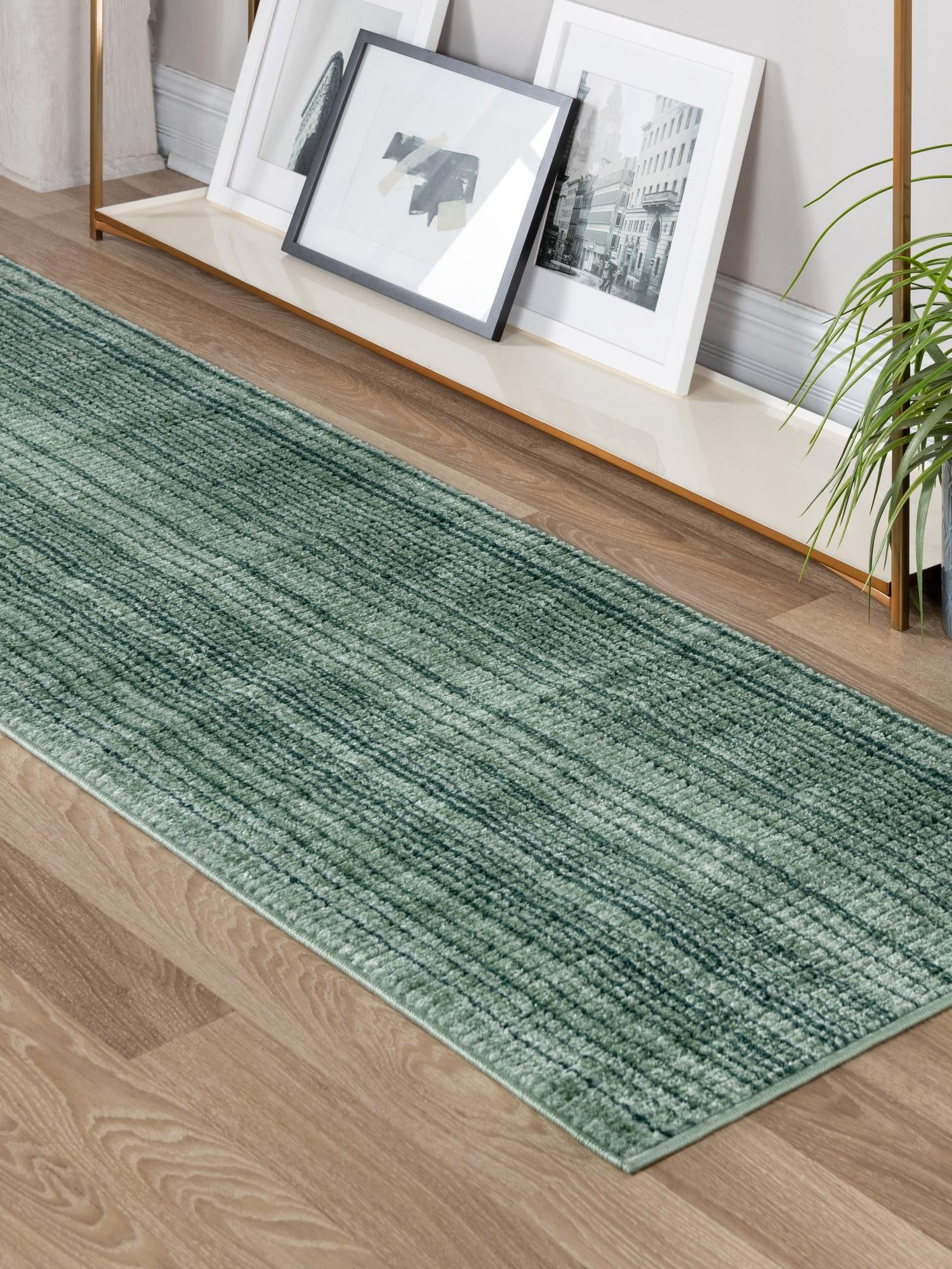Green 2' 2 x 5' 11 Gemstone Runner Area Rug Polypropylene Contemporary Carpet Easy Clean Stain Resistant for Home Design Decorating for Sale at Rug Engine