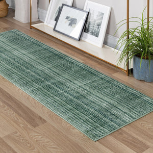 Green 2' 2 x 5' 11 Gemstone Runner Area Rug Polypropylene Contemporary Carpet Easy Clean Stain Resistant for Home Design Decorating for Sale at Rug Engine