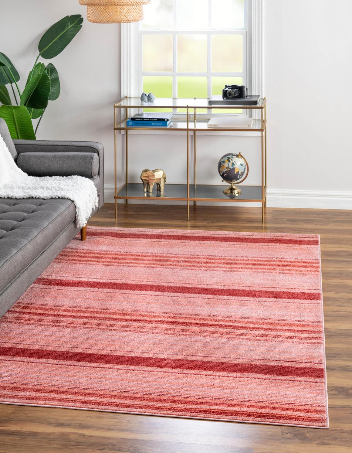 Rusty Pink Rose 5' 3 x 8' Gemstone Rectangle Area Rug Polypropylene Contemporary Carpet Easy Clean Stain Resistant for Home Design Decorating for Sale at Rug Engine