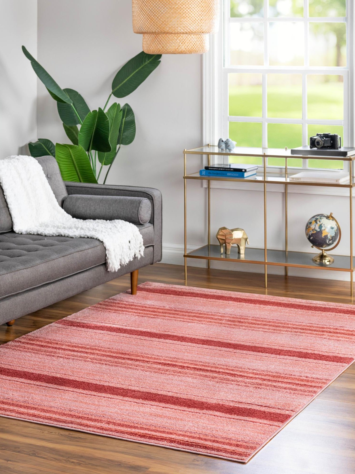Rusty Pink Rose 5' 3 x 8' Gemstone Rectangle Area Rug Polypropylene Contemporary Carpet Easy Clean Stain Resistant for Home Design Decorating for Sale at Rug Engine