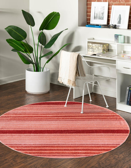 Rusty Pink Rose 5' 3 x 5' 3 Gemstone Round Area Rug Polypropylene Contemporary Carpet Easy Clean Stain Resistant for Home Design Decorating for Sale at Rug Engine