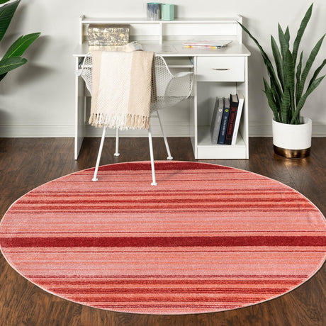Rusty Pink Rose 5' 3 x 5' 3 Gemstone Round Area Rug Polypropylene Contemporary Carpet Easy Clean Stain Resistant for Home Design Decorating for Sale at Rug Engine