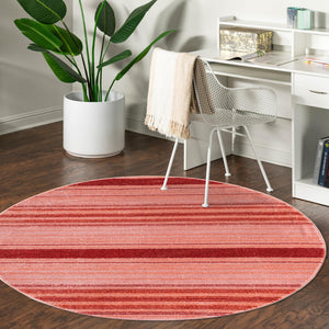 Rusty Pink Rose 5' 3 x 5' 3 Gemstone Round Area Rug Polypropylene Contemporary Carpet Easy Clean Stain Resistant for Home Design Decorating for Sale at Rug Engine