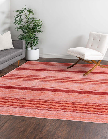 Rusty Pink Rose 7' 3 x 7' 3 Gemstone Square Area Rug Polypropylene Contemporary Carpet Easy Clean Stain Resistant for Home Design Decorating for Sale at Rug Engine