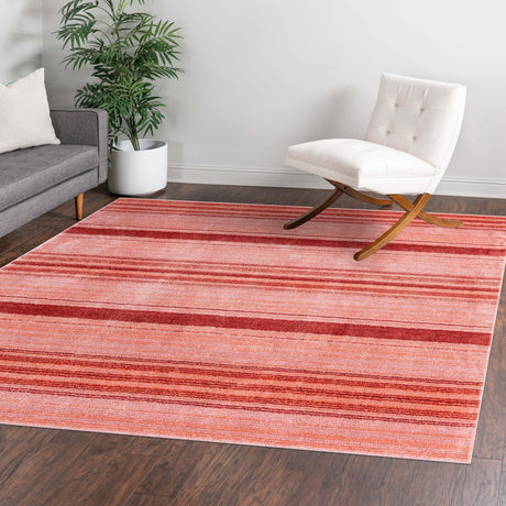 Rusty Pink Rose 7' 3 x 7' 3 Gemstone Square Area Rug Polypropylene Contemporary Carpet Easy Clean Stain Resistant for Home Design Decorating for Sale at Rug Engine