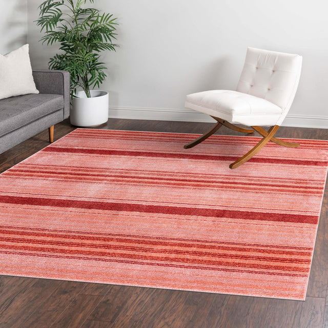 Rusty Pink Rose 7' 3 x 7' 3 Gemstone Square Area Rug Polypropylene Contemporary Carpet Easy Clean Stain Resistant for Home Design Decorating for Sale at Rug Engine