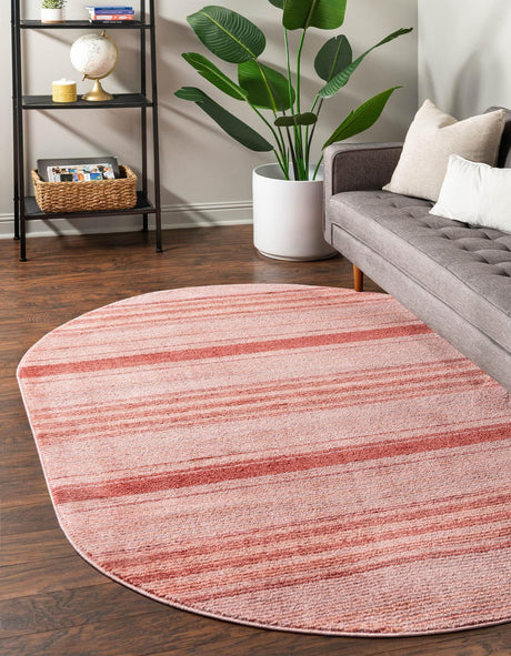 Rusty Pink Rose 4' 1 x 6' 3 Gemstone Oval Area Rug Polypropylene Contemporary Carpet Easy Clean Stain Resistant for Home Design Decorating for Sale at Rug Engine