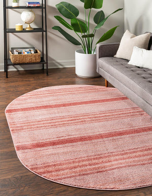 Rusty Pink Rose 5' 3 x 8' Gemstone Oval Area Rug Polypropylene Contemporary Carpet Easy Clean Stain Resistant for Home Design Decorating for Sale at Rug Engine