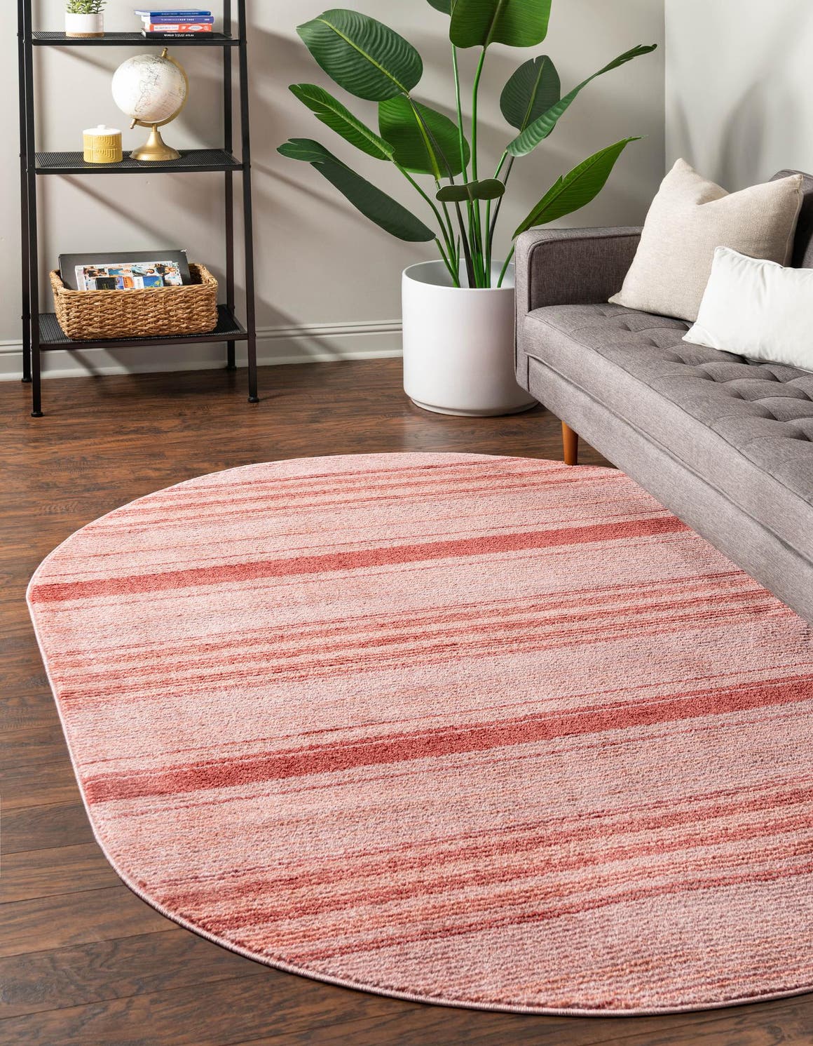 Rusty Pink Rose 7' 10 x 10' 2 Gemstone Oval Area Rug Polypropylene Contemporary Carpet Easy Clean Stain Resistant for Home Design Decorating for Sale at Rug Engine