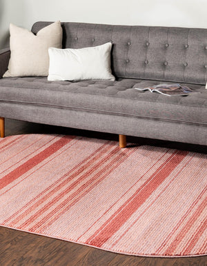 Rusty Pink Rose 5' 3 x 8' Gemstone Oval Area Rug Polypropylene Contemporary Carpet Easy Clean Stain Resistant for Home Design Decorating for Sale at Rug Engine