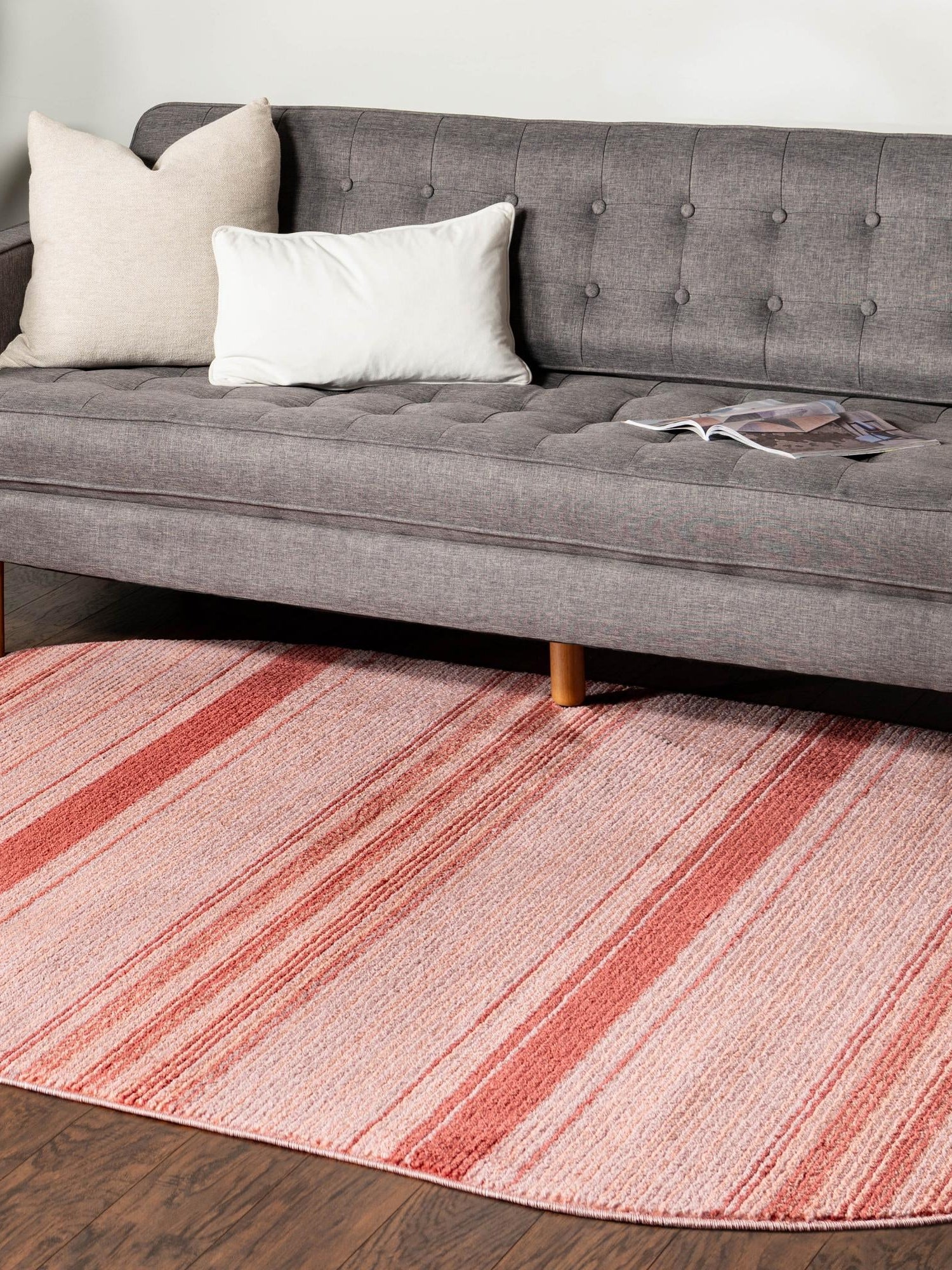 Rusty Pink Rose 7' 10 x 10' 2 Gemstone Oval Area Rug Polypropylene Contemporary Carpet Easy Clean Stain Resistant for Home Design Decorating for Sale at Rug Engine