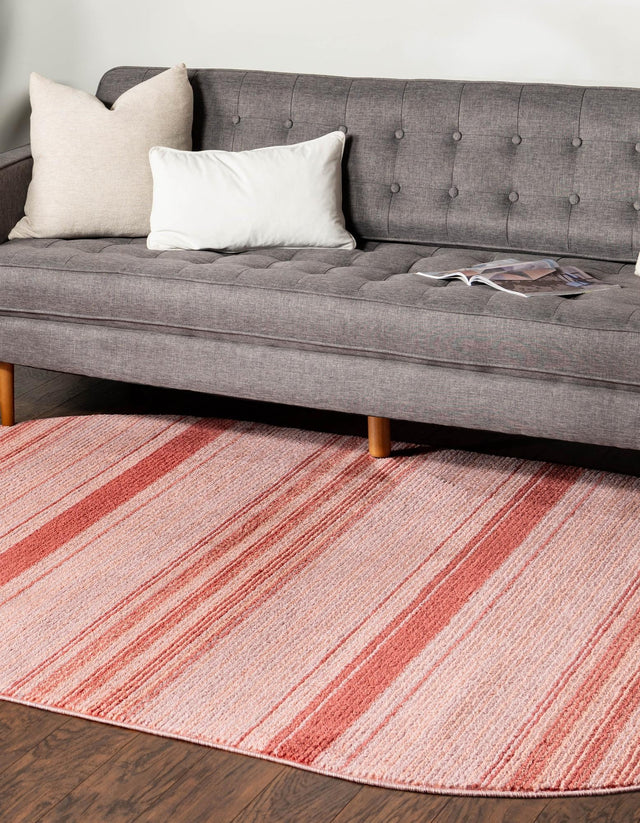 Rusty Pink Rose 7' 10 x 10' 2 Gemstone Oval Area Rug Polypropylene Contemporary Carpet Easy Clean Stain Resistant for Home Design Decorating for Sale at Rug Engine