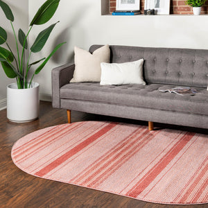 Rusty Pink Rose 7' 10 x 10' 2 Gemstone Oval Area Rug Polypropylene Contemporary Carpet Easy Clean Stain Resistant for Home Design Decorating for Sale at Rug Engine