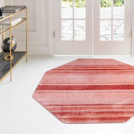 Rusty Pink Rose 4' 1 x 4' 1 Gemstone Octagon Area Rug Polypropylene Contemporary Carpet Easy Clean Stain Resistant for Home Design Decorating for Sale at Rug Engine