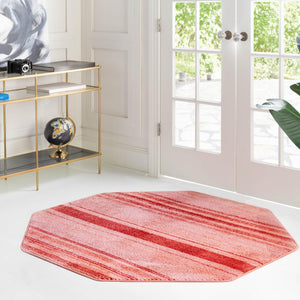 Rusty Pink Rose 7' 3 x 7' 3 Gemstone Octagon Area Rug Polypropylene Contemporary Carpet Easy Clean Stain Resistant for Home Design Decorating for Sale at Rug Engine