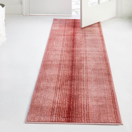 Rusty Pink Rose 2' 2 x 8' Gemstone Runner Area Rug Polypropylene Contemporary Carpet Easy Clean Stain Resistant for Home Design Decorating for Sale at Rug Engine