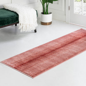Rusty Pink Rose 2' 7 x 12' Gemstone Runner Area Rug Polypropylene Contemporary Carpet Easy Clean Stain Resistant for Home Design Decorating for Sale at Rug Engine