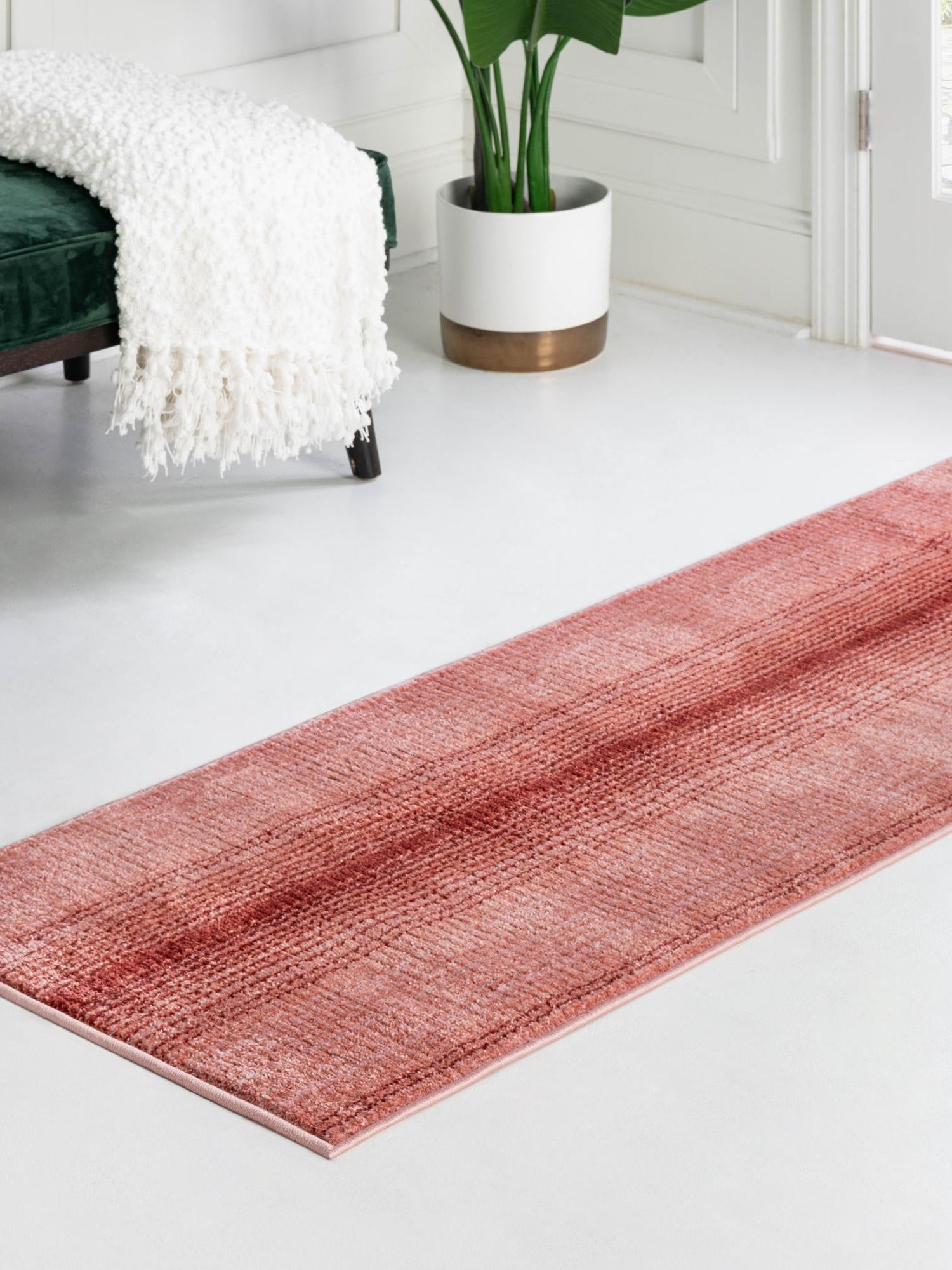 Rusty Pink Rose 2' 2 x 5' 11 Gemstone Runner Area Rug Polypropylene Contemporary Carpet Easy Clean Stain Resistant for Home Design Decorating for Sale at Rug Engine