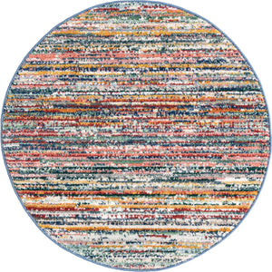 Multicolor 3' 3 x 3' 3 Gemstone Round Area Rug Polypropylene Contemporary Carpet Easy Clean Stain Resistant for Home Design Decorating for Sale at Rug Engine