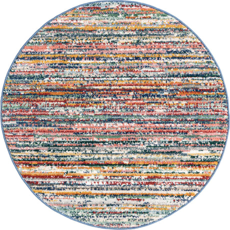 Multicolor 3' 3 x 3' 3 Gemstone Round Area Rug Polypropylene Contemporary Carpet Easy Clean Stain Resistant for Home Design Decorating for Sale at Rug Engine