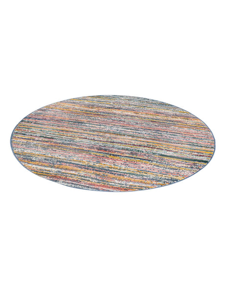 Multicolor 5' 3 x 5' 3 Gemstone Round Area Rug Polypropylene Contemporary Carpet Easy Clean Stain Resistant for Home Design Decorating for Sale at Rug Engine