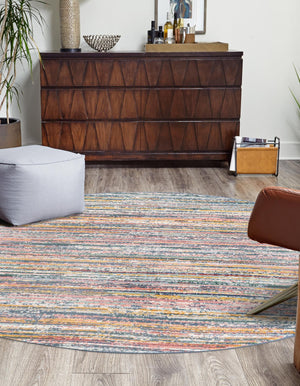 Multicolor 10' 2 x 10' 2 Gemstone Round Area Rug Polypropylene Contemporary Carpet Easy Clean Stain Resistant for Home Design Decorating for Sale at Rug Engine