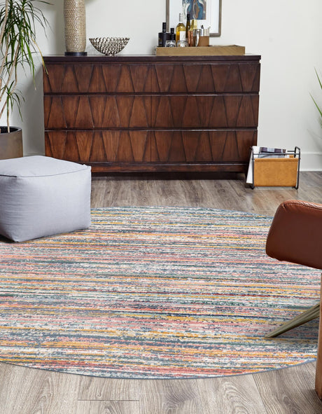 Multicolor 10' 2 x 10' 2 Gemstone Round Area Rug Polypropylene Contemporary Carpet Easy Clean Stain Resistant for Home Design Decorating for Sale at Rug Engine