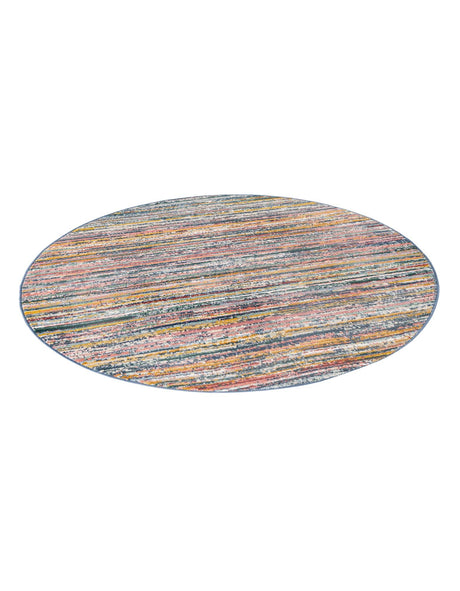 Multicolor 5' 3 x 5' 3 Gemstone Round Area Rug Polypropylene Contemporary Carpet Easy Clean Stain Resistant for Home Design Decorating for Sale at Rug Engine
