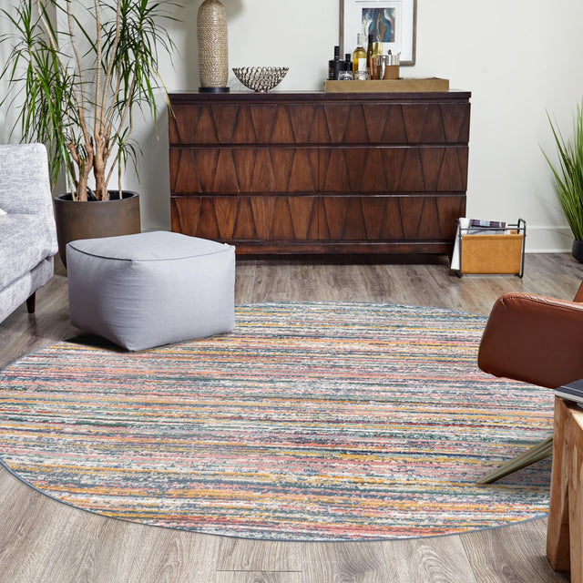 Multicolor 10' 2 x 10' 2 Gemstone Round Area Rug Polypropylene Contemporary Carpet Easy Clean Stain Resistant for Home Design Decorating for Sale at Rug Engine