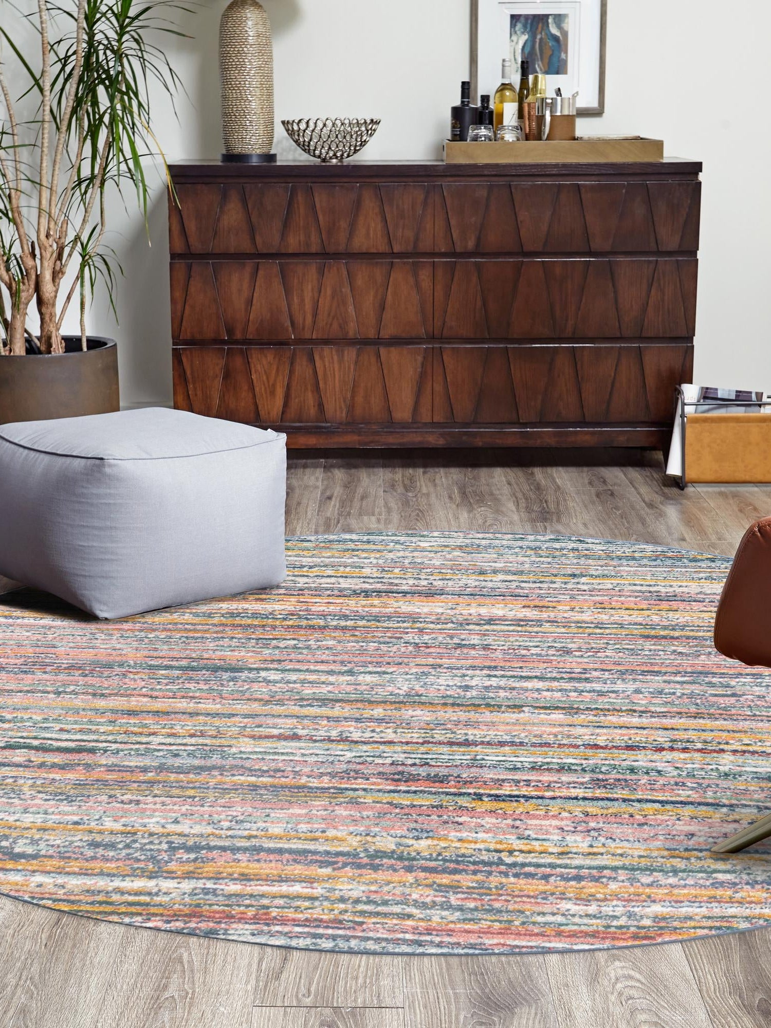 Multicolor 3' 3 x 3' 3 Gemstone Round Area Rug Polypropylene Contemporary Carpet Easy Clean Stain Resistant for Home Design Decorating for Sale at Rug Engine