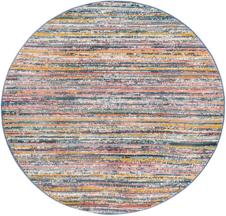 Multicolor 5' 3 x 5' 3 Gemstone Round Area Rug Polypropylene Contemporary Carpet Easy Clean Stain Resistant for Home Design Decorating for Sale at Rug Engine