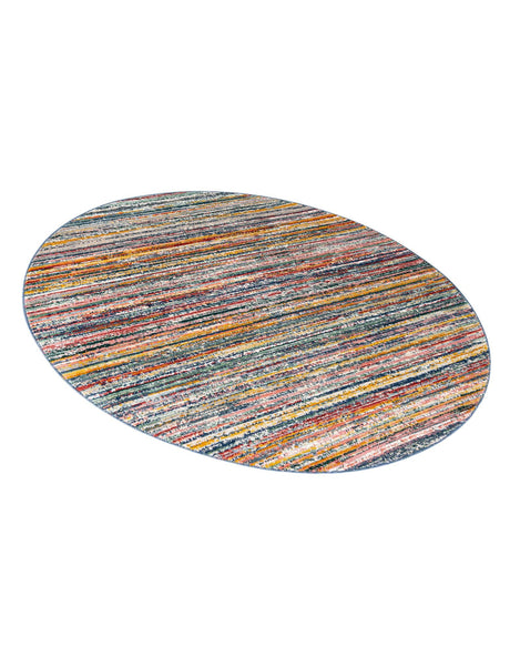 Multicolor 7' 3 x 7' 3 Gemstone Round Area Rug Polypropylene Contemporary Carpet Easy Clean Stain Resistant for Home Design Decorating for Sale at Rug Engine
