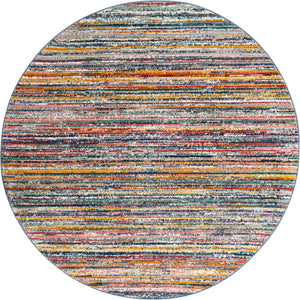 Multicolor 7' 3 x 7' 3 Gemstone Round Area Rug Polypropylene Contemporary Carpet Easy Clean Stain Resistant for Home Design Decorating for Sale at Rug Engine