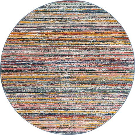 Multicolor 7' 3 x 7' 3 Gemstone Round Area Rug Polypropylene Contemporary Carpet Easy Clean Stain Resistant for Home Design Decorating for Sale at Rug Engine