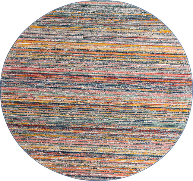 Multicolor 10' 2 x 10' 2 Gemstone Round Area Rug Polypropylene Contemporary Carpet Easy Clean Stain Resistant for Home Design Decorating for Sale at Rug Engine