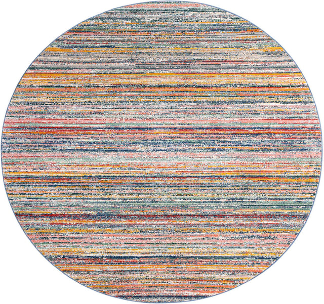 Multicolor 10' 2 x 10' 2 Gemstone Round Area Rug Polypropylene Contemporary Carpet Easy Clean Stain Resistant for Home Design Decorating for Sale at Rug Engine