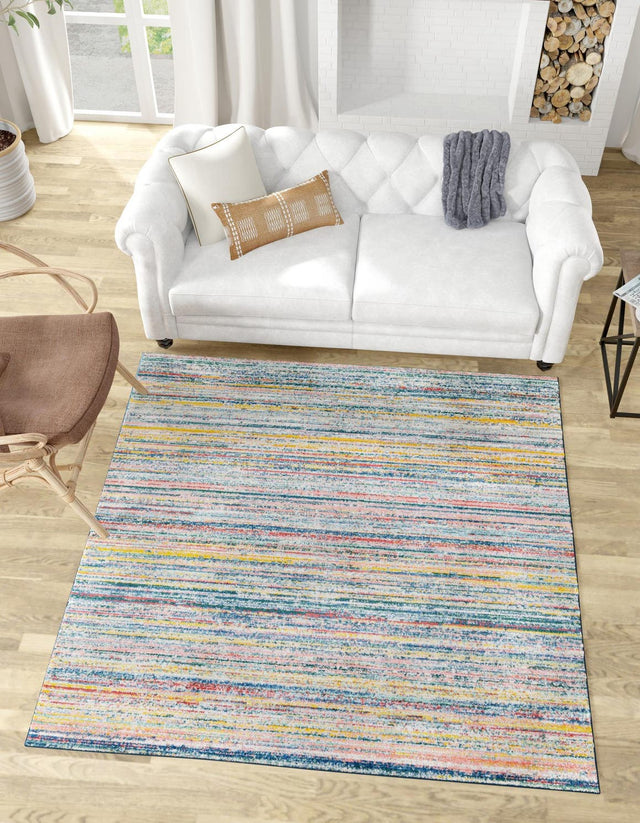 Multicolor 9' 10 x 9' 10 Gemstone Square Area Rug Polypropylene Contemporary Carpet Easy Clean Stain Resistant for Home Design Decorating for Sale at Rug Engine