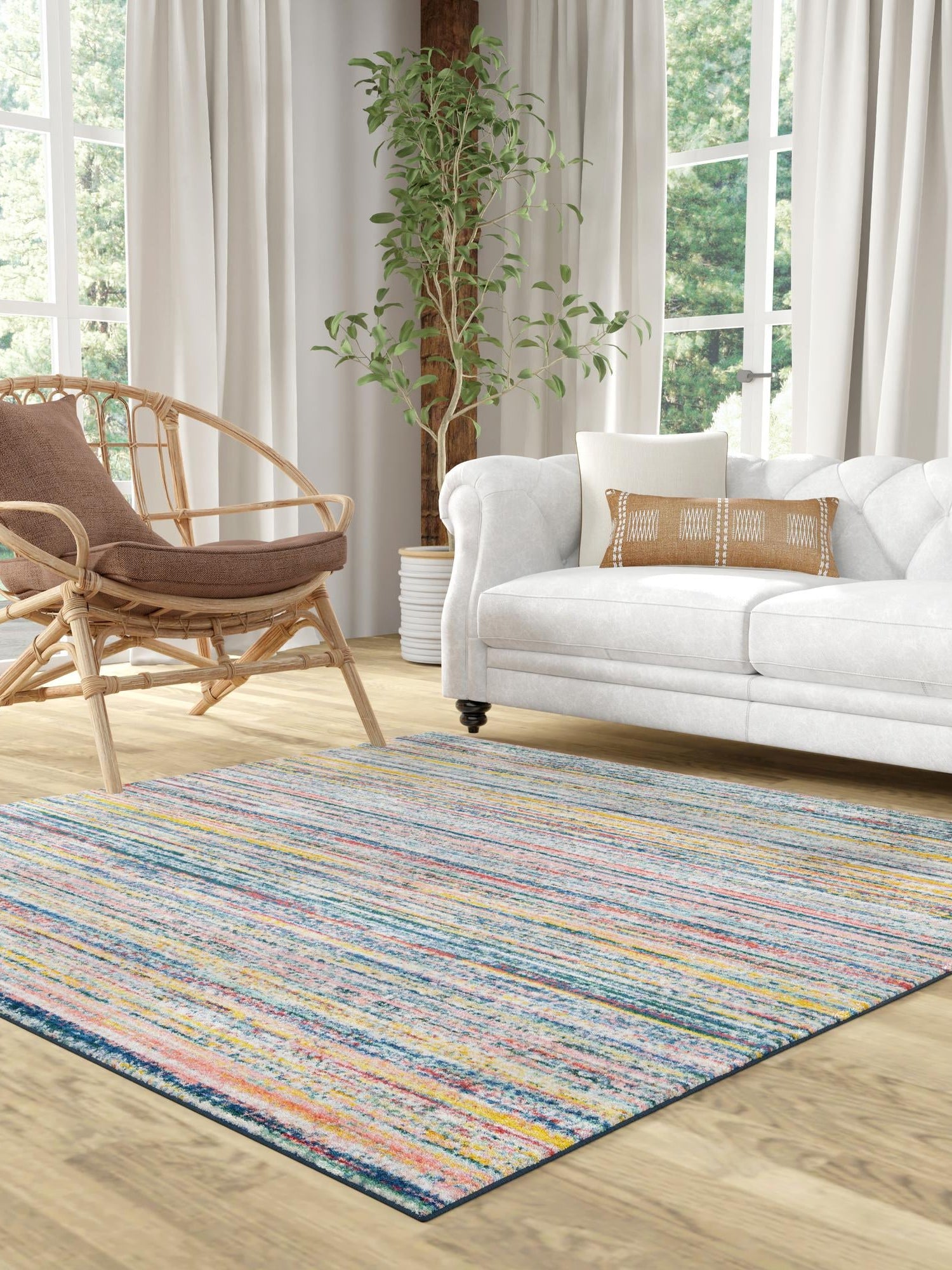 Multicolor 5' 3 x 5' 3 Gemstone Square Area Rug Polypropylene Contemporary Carpet Easy Clean Stain Resistant for Home Design Decorating for Sale at Rug Engine