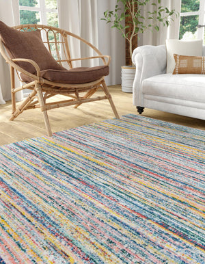 Multicolor 7' 3 x 7' 3 Gemstone Square Area Rug Polypropylene Contemporary Carpet Easy Clean Stain Resistant for Home Design Decorating for Sale at Rug Engine