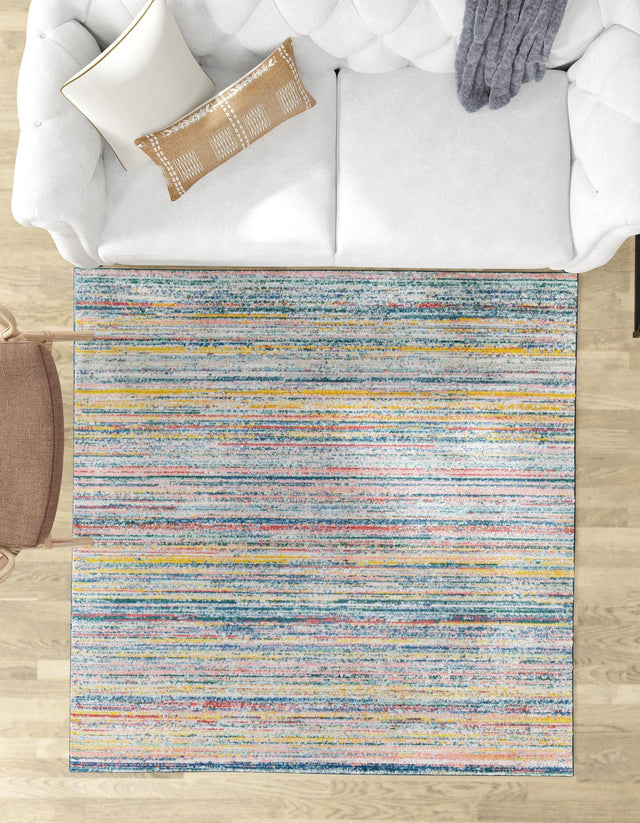 Multicolor 9' 10 x 9' 10 Gemstone Square Area Rug Polypropylene Contemporary Carpet Easy Clean Stain Resistant for Home Design Decorating for Sale at Rug Engine