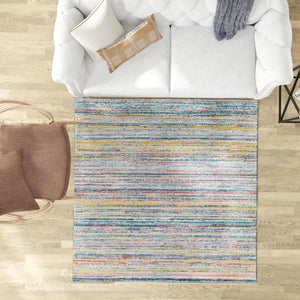 Multicolor 7' 3 x 7' 3 Gemstone Square Area Rug Polypropylene Contemporary Carpet Easy Clean Stain Resistant for Home Design Decorating for Sale at Rug Engine