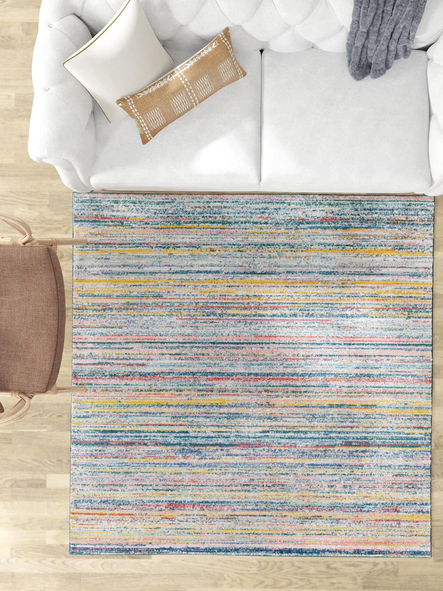 Multicolor 9' 10 x 9' 10 Gemstone Square Area Rug Polypropylene Contemporary Carpet Easy Clean Stain Resistant for Home Design Decorating for Sale at Rug Engine