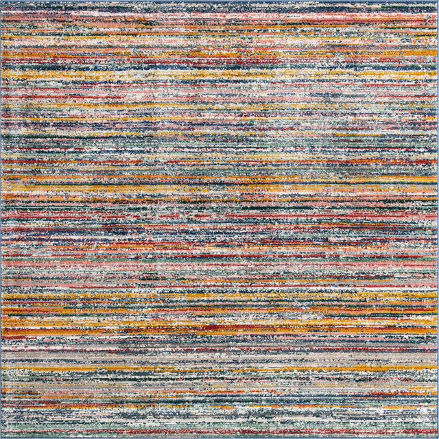 Multicolor 7' 3 x 7' 3 Gemstone Square Area Rug Polypropylene Contemporary Carpet Easy Clean Stain Resistant for Home Design Decorating for Sale at Rug Engine