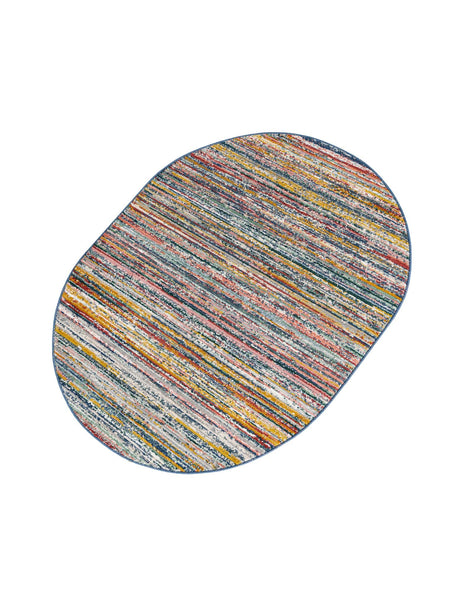 Multicolor 4' 1 x 6' 3 Gemstone Oval Area Rug Polypropylene Contemporary Carpet Easy Clean Stain Resistant for Home Design Decorating for Sale at Rug Engine