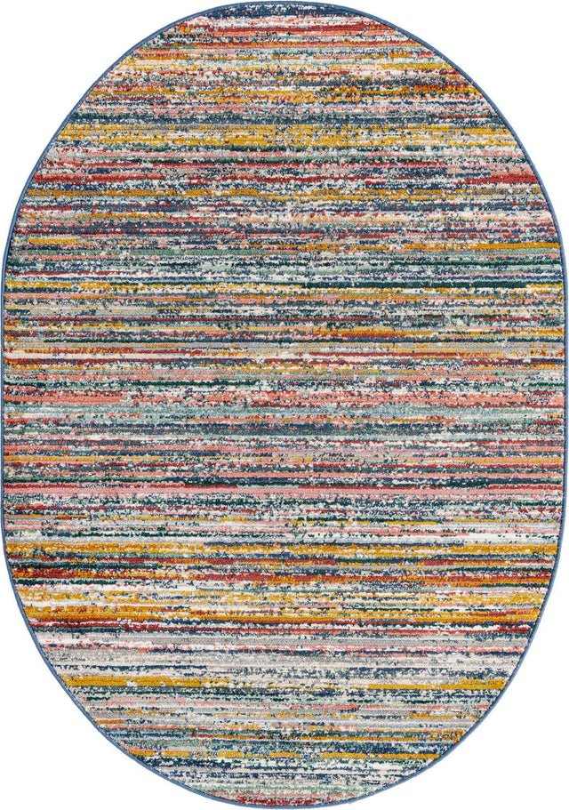 Multicolor 4' 1 x 6' 3 Gemstone Oval Area Rug Polypropylene Contemporary Carpet Easy Clean Stain Resistant for Home Design Decorating for Sale at Rug Engine